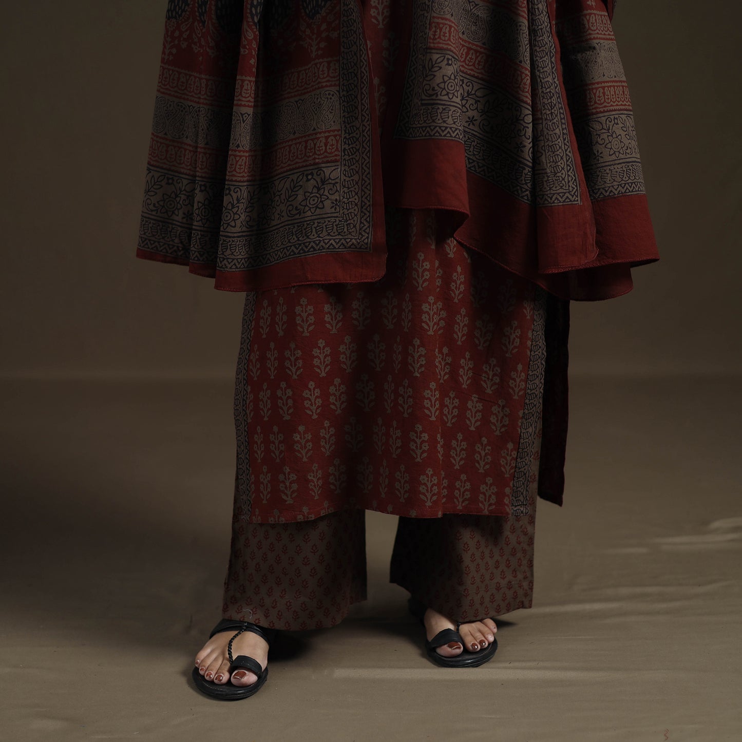 Natural Dyed Hand Block Bagh Print Cotton Suit Set with Dupatta for Women 31