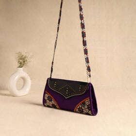 Traditional Kutch Patchwork Silk Leather Flap Sling Bag 28