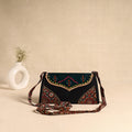 Traditional Kutch Patchwork Silk Leather Flap Sling Bag 29