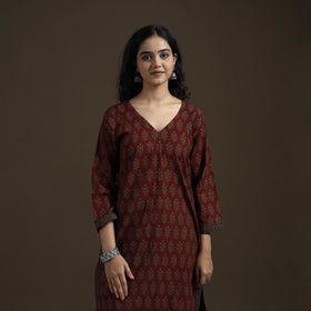 Natural Dyed Hand Block Bagh Print Cotton Suit Set with Dupatta for Women 31