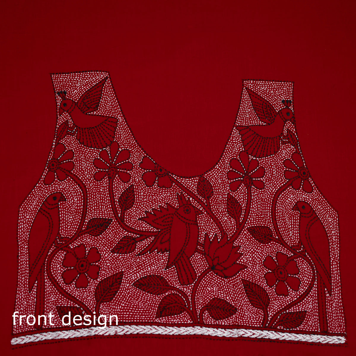 Bengal Kantha Hand Embroidered Cotton Blouse Piece 87