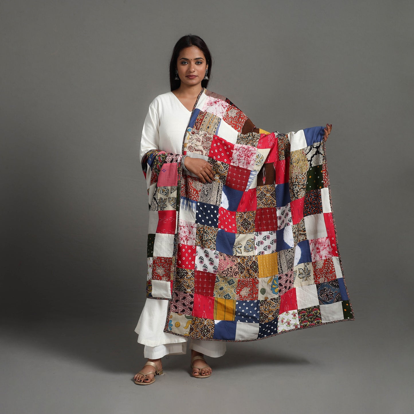 Multicolor - Reversible Block Print Cotton Patchwork Dupatta 18