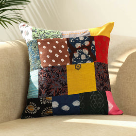  Multicolor Handcrafted Cotton Patchwork Cushion Cover