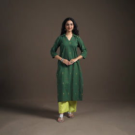 Jacquard Cotton Straight Long Kurta for Women 01