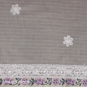 Hand Embroidered Kota Doria Cotton Lucknowi Chikankari Saree with Border 15