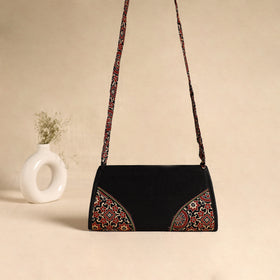 Traditional Kutch Patchwork Silk Leather Flap Sling Bag 29