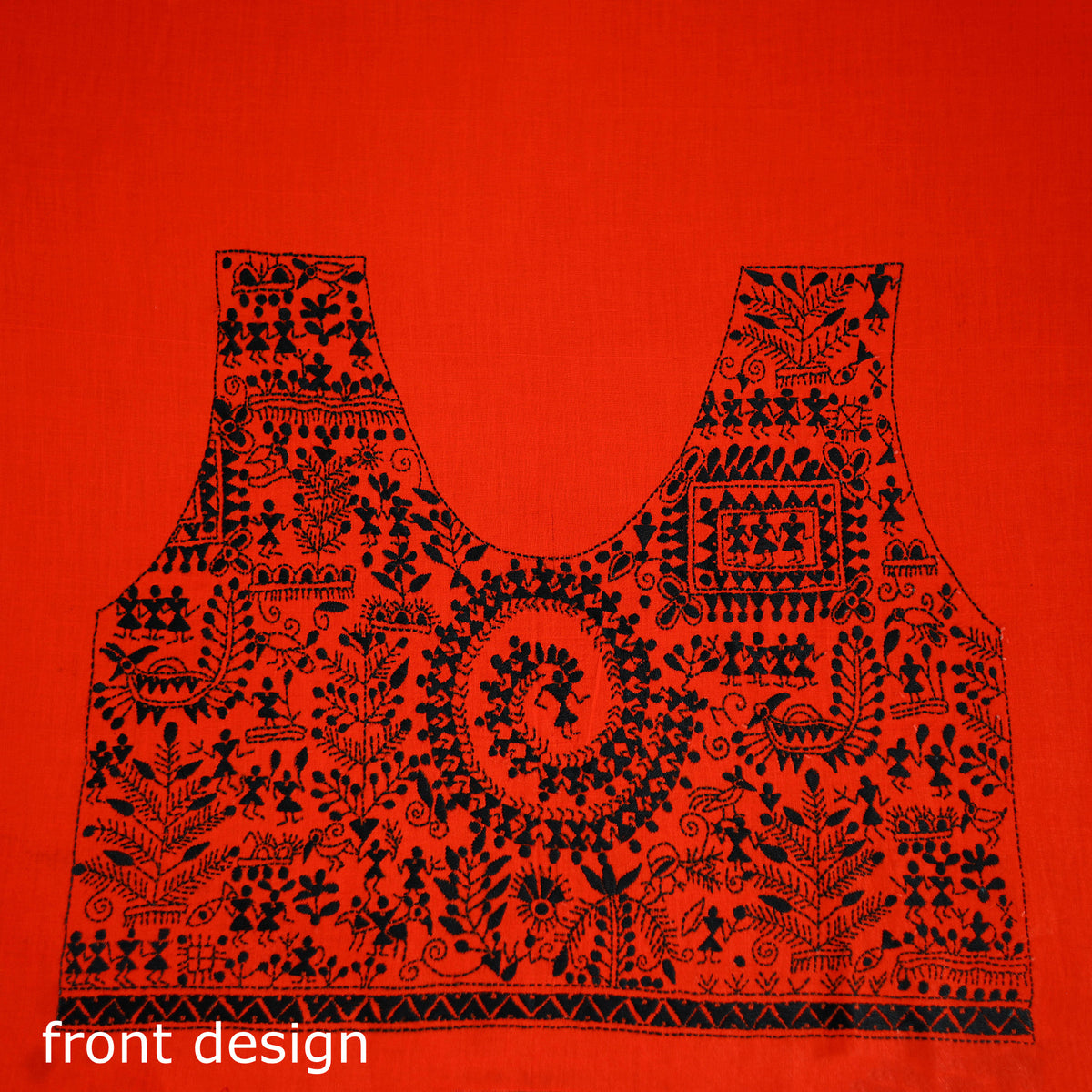 Bengal Kantha Hand Embroidered Cotton Blouse Piece 86