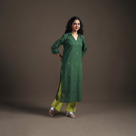 Jacquard Cotton Straight Long Kurta for Women 01