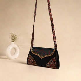 Traditional Kutch Patchwork Silk Leather Flap Sling Bag 29
