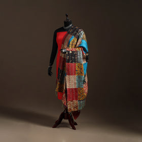 Bengal Hand Embroidery Patchwork Reversible Silk Kantha Dupatta 23