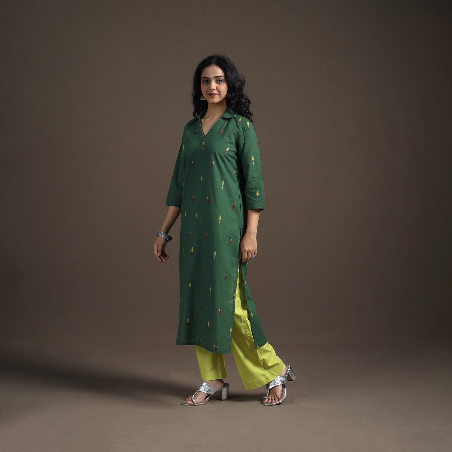 Jacquard Cotton Straight Long Kurta for Women 01