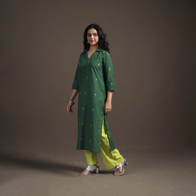 Jacquard Cotton Straight Long Kurta for Women 01