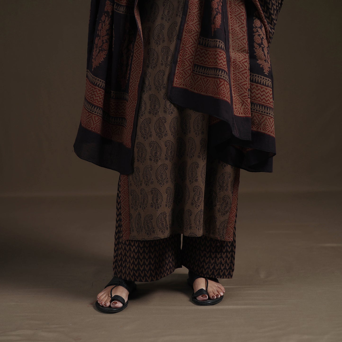 Natural Dyed Hand Block Bagh Print Cotton Suit Set with Dupatta for Women 30
