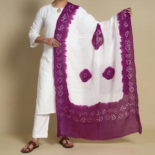 Purple - Kutch Bandhani Tie-Dye Cotton Dupatta 02