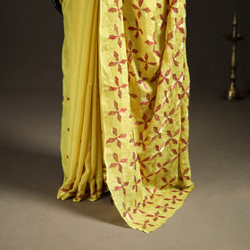 Chinon Silk Hand Embroidery Phulkari Saree 21