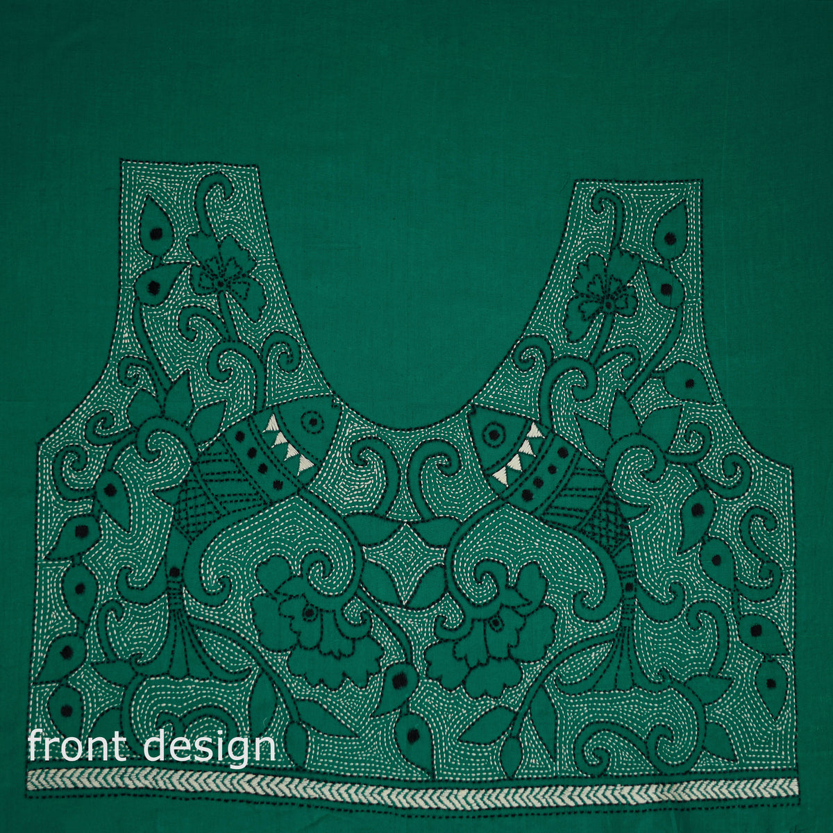 Bengal Kantha Hand Embroidered Cotton Blouse Piece 84