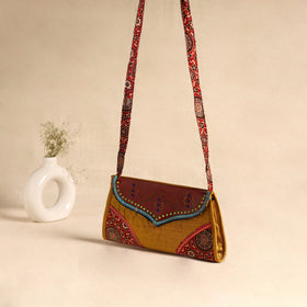 Traditional Kutch Patchwork Silk Leather Flap Sling Bag 30