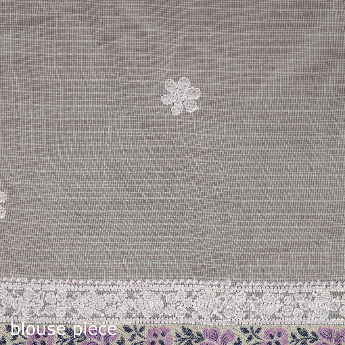 Hand Embroidered Kota Doria Cotton Lucknowi Chikankari Saree with Border 16