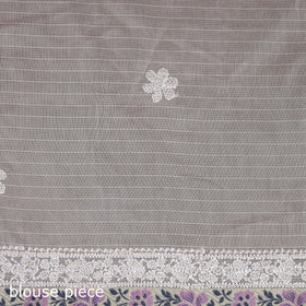 Hand Embroidered Kota Doria Cotton Lucknowi Chikankari Saree with Border 16