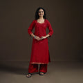 Mangalagiri Pure Handwoven Cotton Mirror Work Straight Kurta for women 05