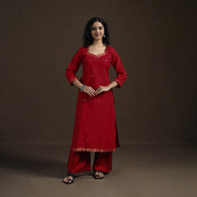 Mangalagiri Pure Handwoven Cotton Mirror Work Straight Kurta for women 05