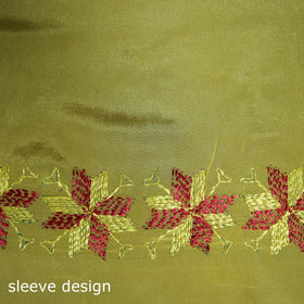 Chinon Silk Hand Embroidery Phulkari Saree 21
