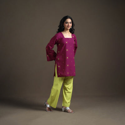 Jacquard Cotton Short Kurta for Women 12