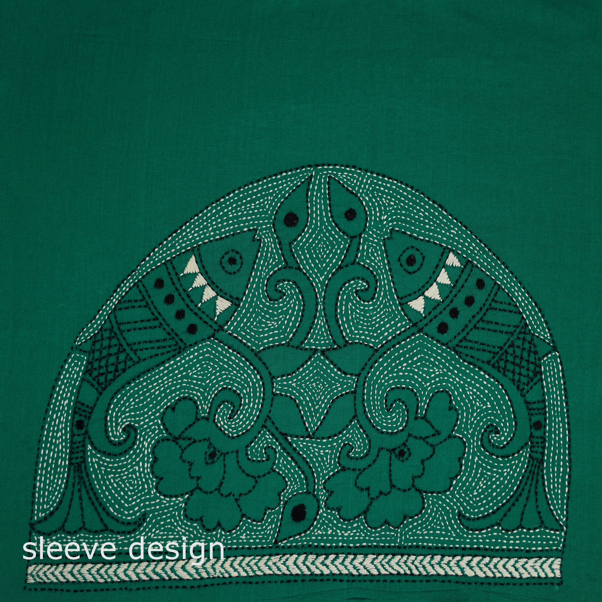 Bengal Kantha Hand Embroidered Cotton Blouse Piece 84