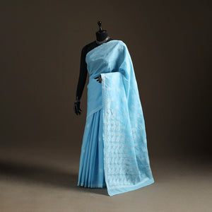 Hand Embroidered Terivoile Cotton Lucknowi Chikankari Saree 17