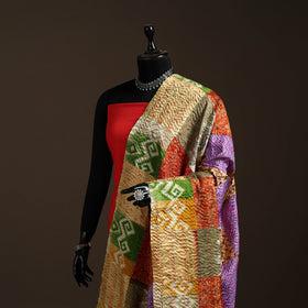 Bengal Hand Embroidery Patchwork Reversible Silk Kantha Dupatta 24