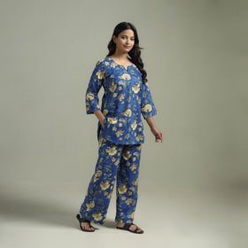 Sanganeri Floral Printed Cotton Night Suit for Women 02