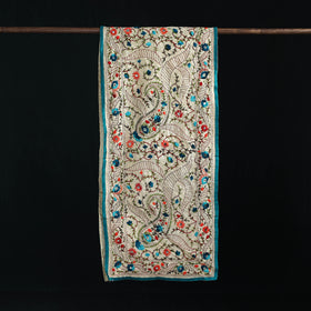 Beige - Ranihati Chanderi Silk Hand Embroidered Stole 71