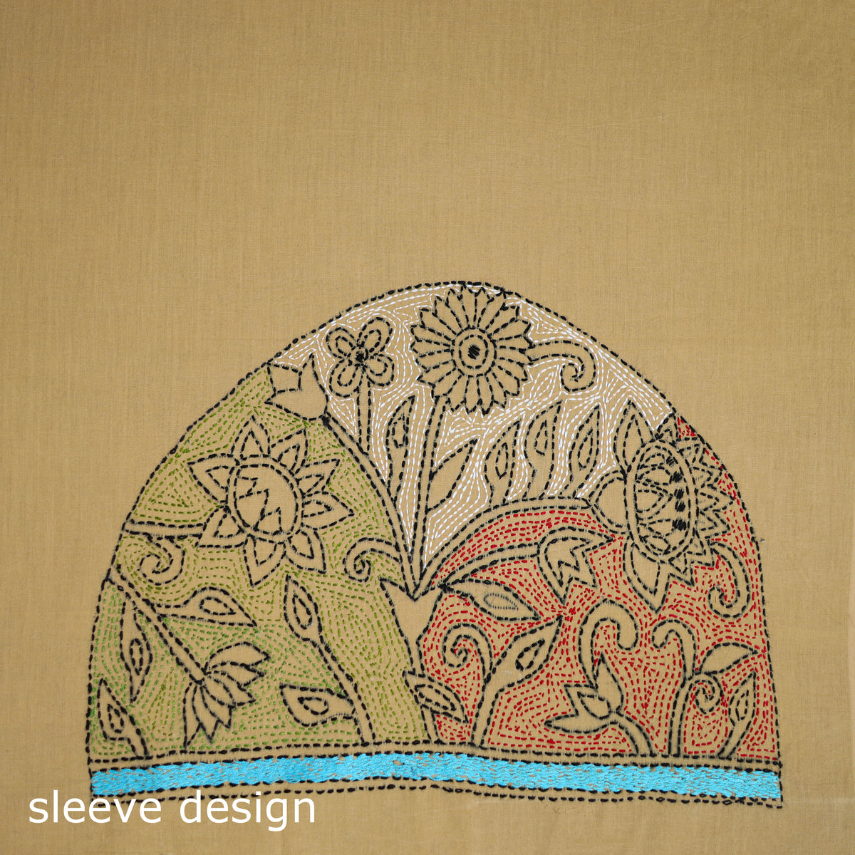 Bengal Kantha Hand Embroidered Cotton Blouse Piece 83