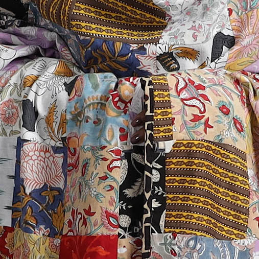 Multicolor - Indigo Cotton Reversible Patchwork Dupatta 14