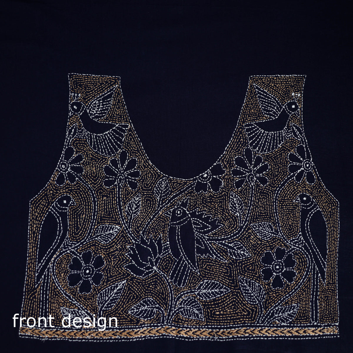 Bengal Kantha Hand Embroidered Cotton Blouse Piece 82