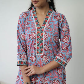  Blue Sanganeri Print Kurta for Women 