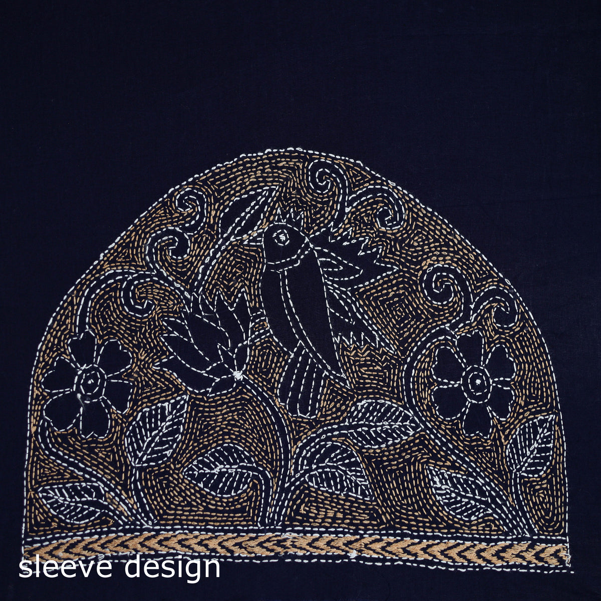 Bengal Kantha Hand Embroidered Cotton Blouse Piece 82
