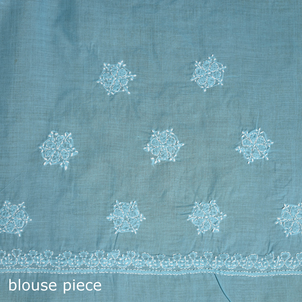 Hand Embroidered Terivoile Cotton Lucknowi Chikankari Saree 17