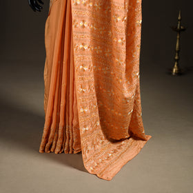 Chinon Silk Hand Embroidery Phulkari Saree 20