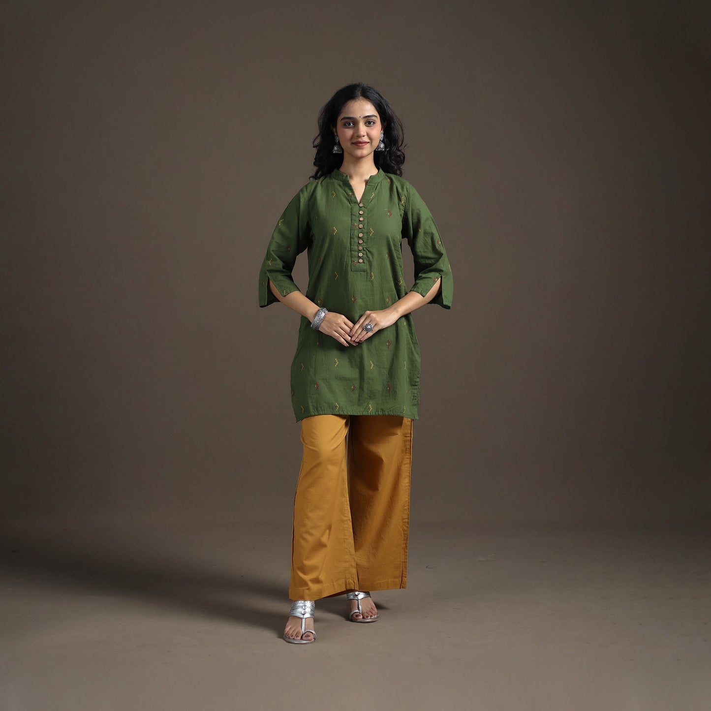 Jacquard Cotton Short Kurta for Women 15