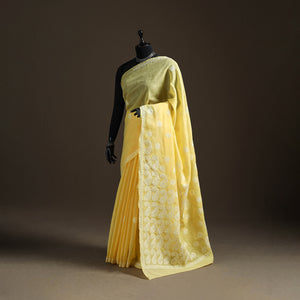 Hand Embroidered Terivoile Cotton Lucknowi Chikankari Saree 18