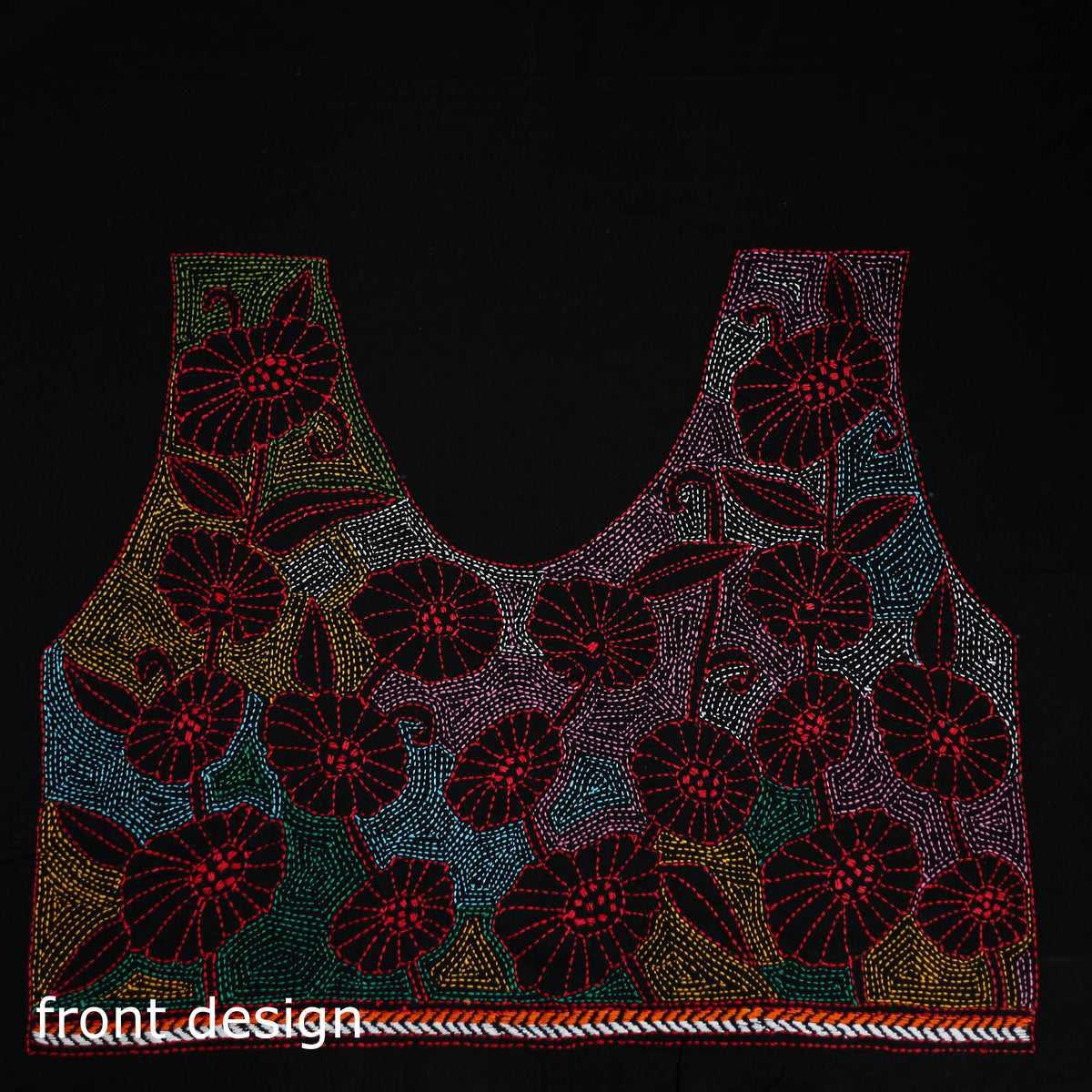 Bengal Kantha Hand Embroidered Cotton Blouse Piece 81