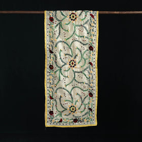 Beige - Ranihati Chanderi Silk Hand Embroidered Stole 69