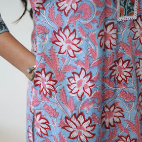 Blue Sanganeri Print Kurta for Women 