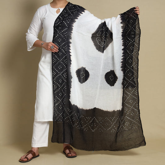 Black - Kutch Bandhani Tie-Dye Cotton Dupatta 04