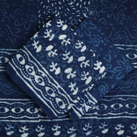 Blue - 3pc Indigo Bagru Block Print Cotton Dress Material Set 05