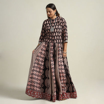 Multicolor - Bagh Block Printed Patchwork Cotton Long Skirt