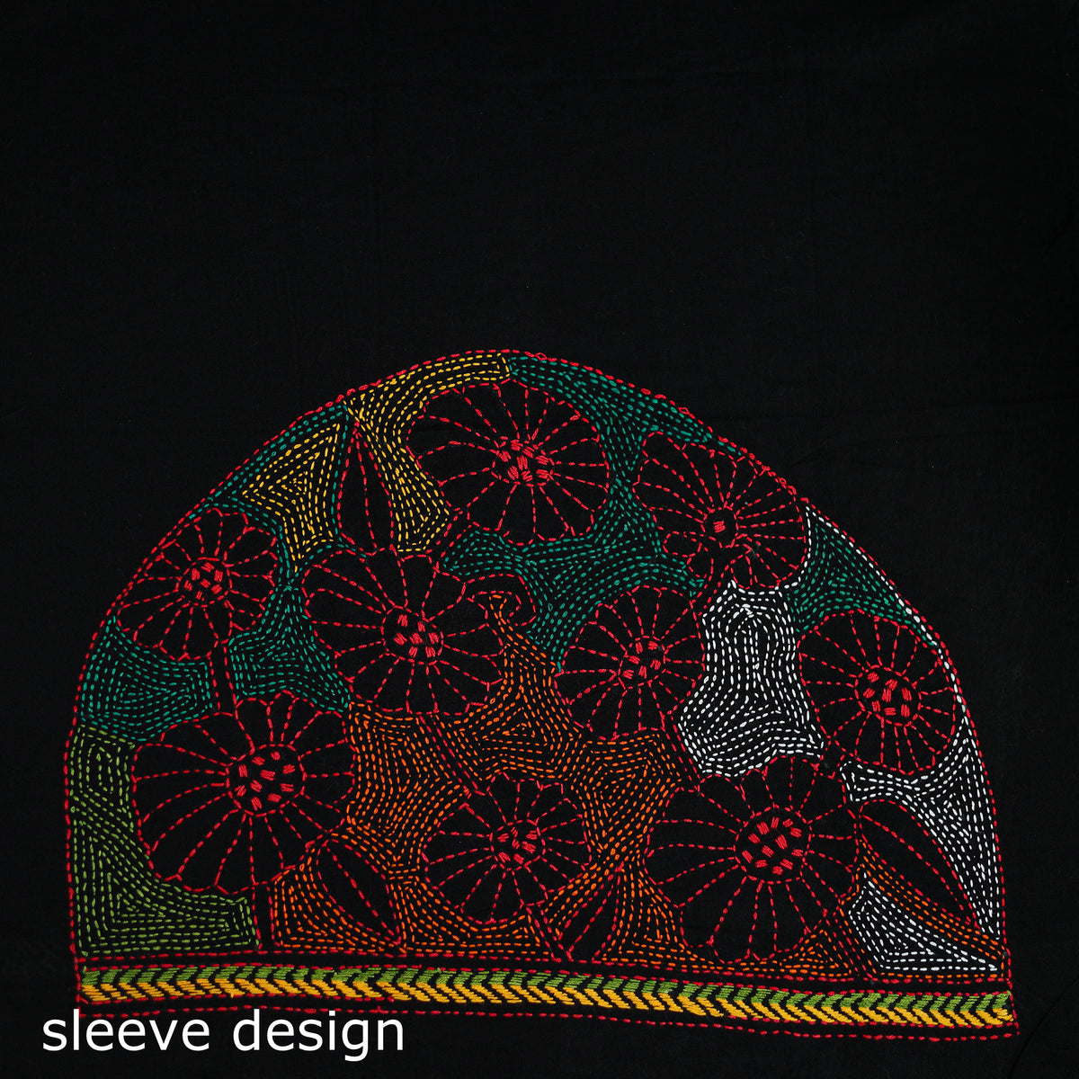 Bengal Kantha Hand Embroidered Cotton Blouse Piece 81
