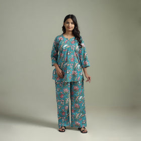 Sanganeri Floral Printed Cotton Night Suit for Women 04