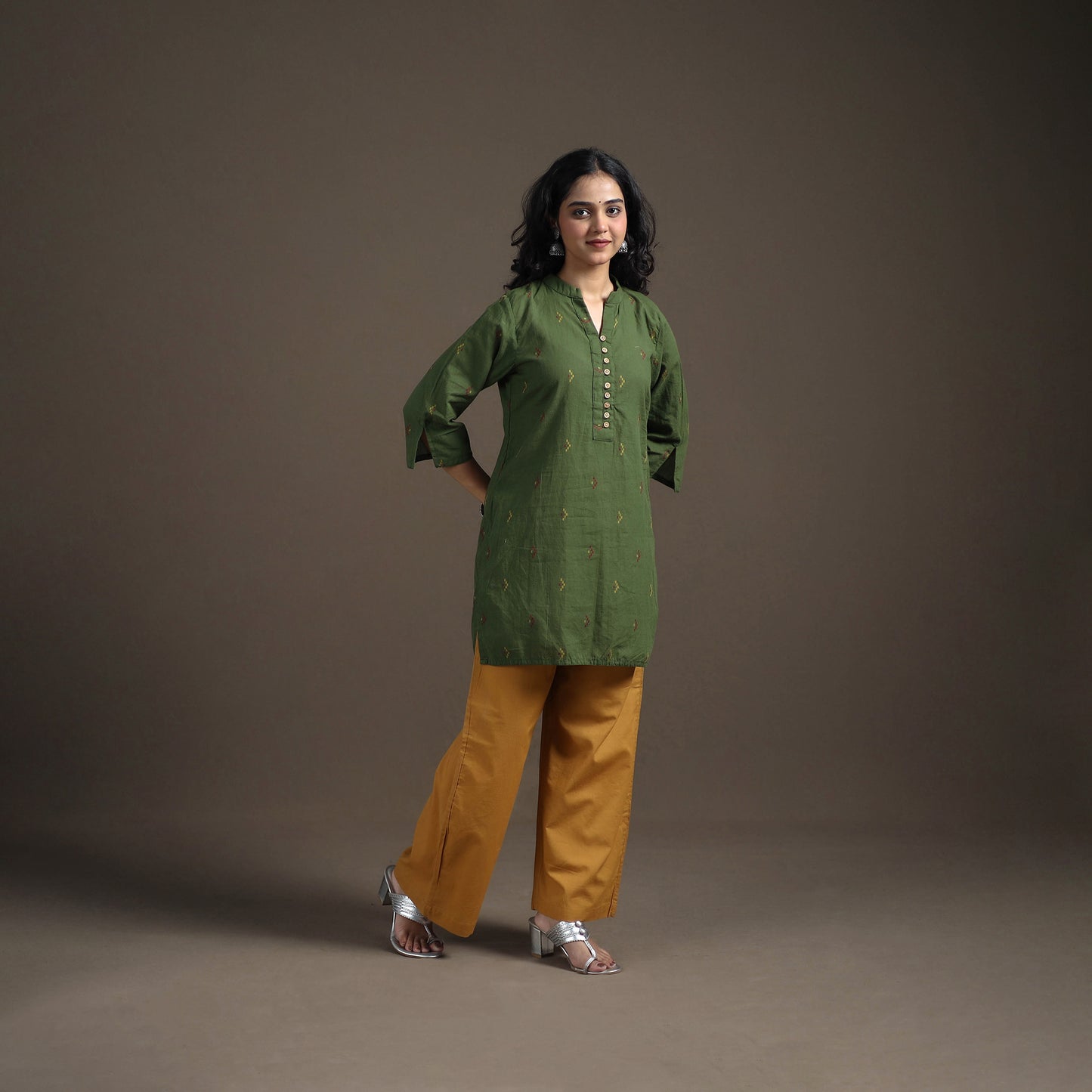 Jacquard Cotton Short Kurta for Women 15